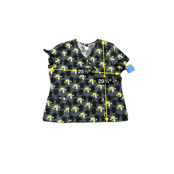 Disney Pixar Scrub Top NWT Gray Camouflage Alien Print Short Sleeve Sz 2XL - Picture 6 of 10